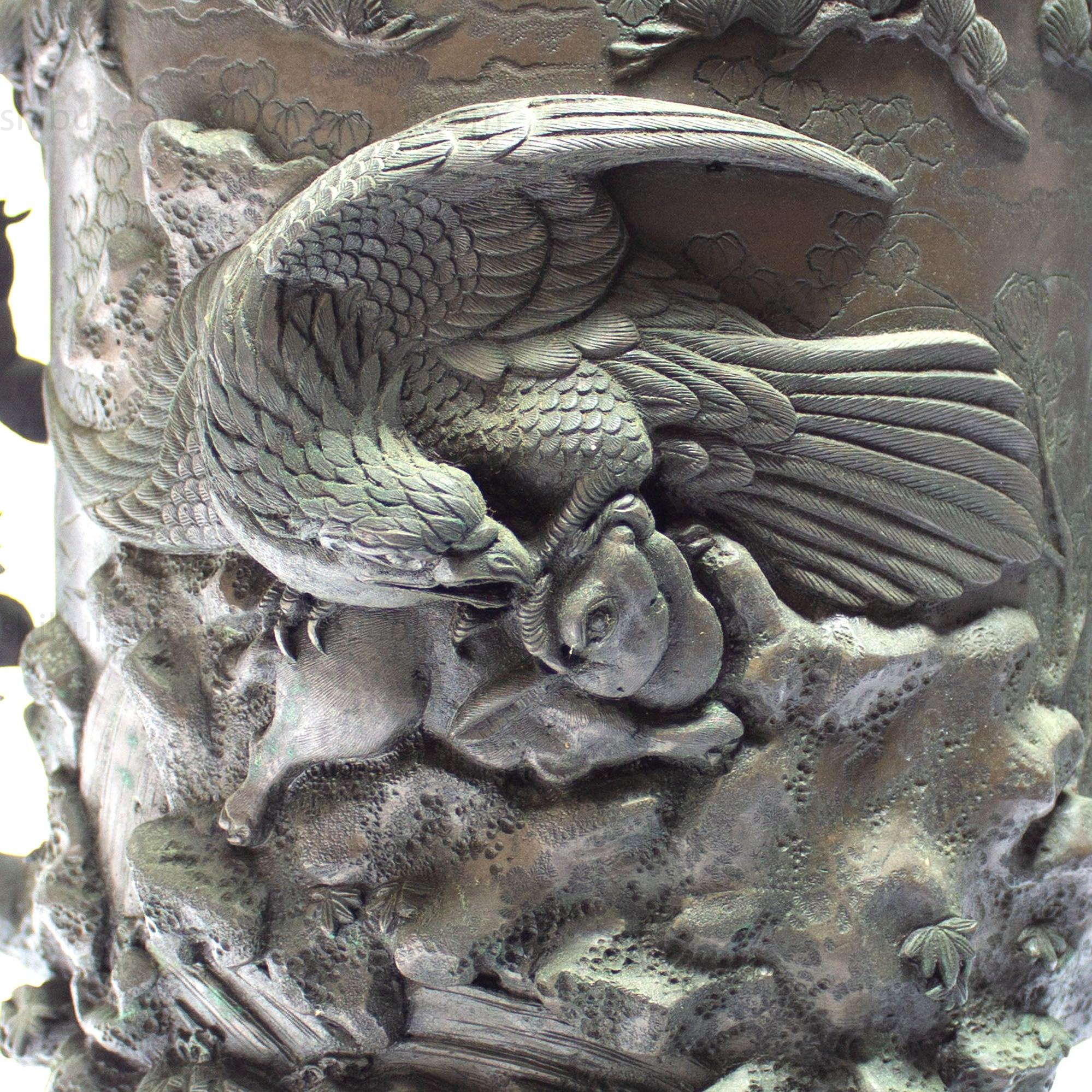 Multi-Part Japanese Bronze Ornate Temple Usubata Vase - Image 7
