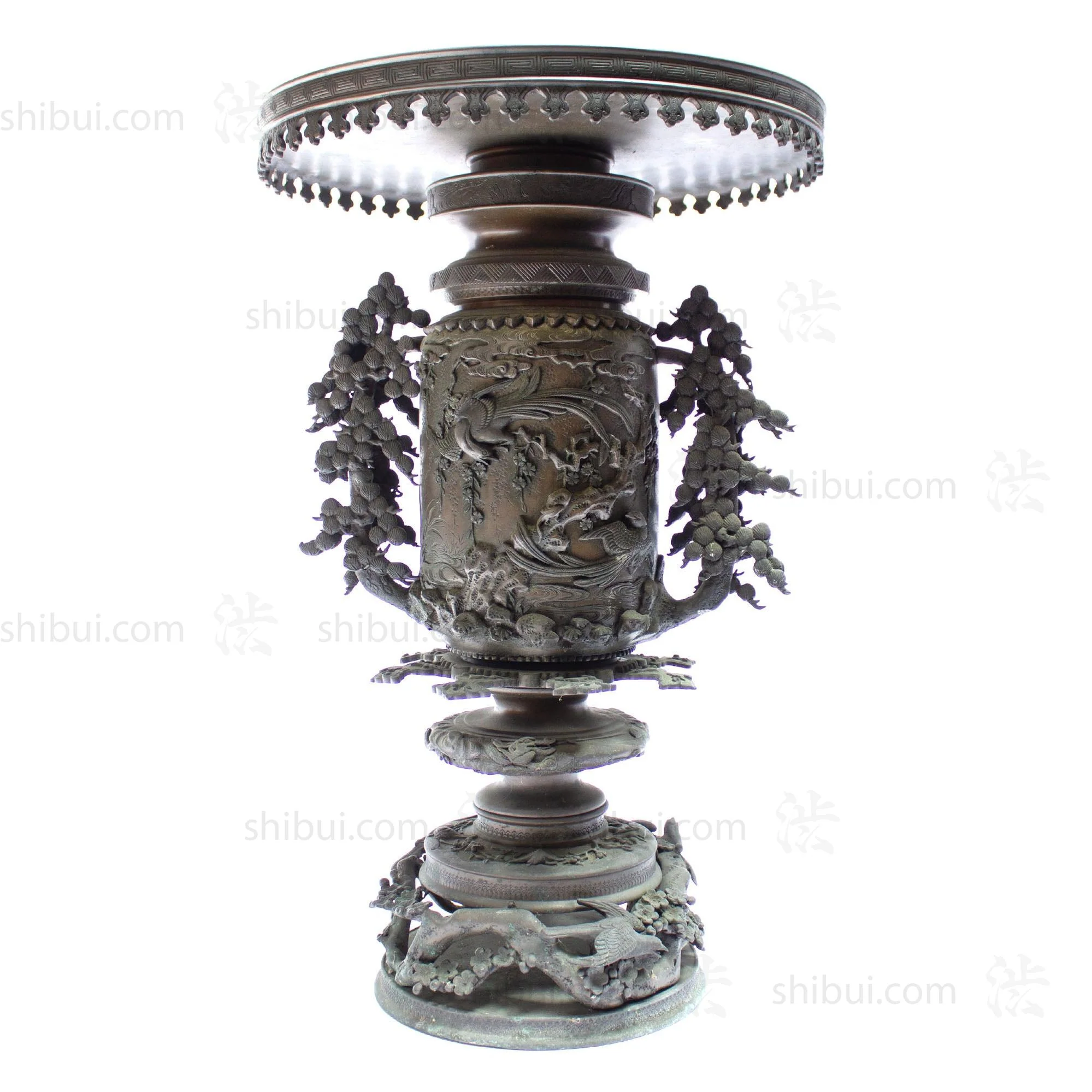 Multi-Part Japanese Bronze Ornate Temple Usubata Vase - Image 9