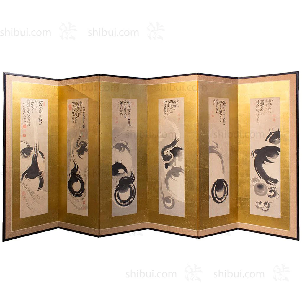 Pair of 19th century Zen Japanese Antique Free-Standing Folding Screen Byobu - Image 8
