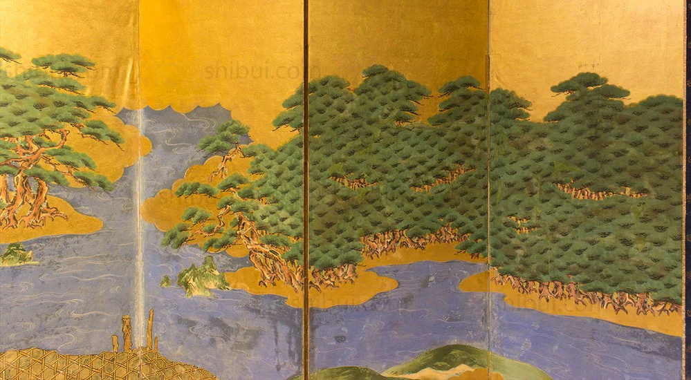 Pair of Byobu Large Japanese Antique Free-Standing Folding Screen - Image 6