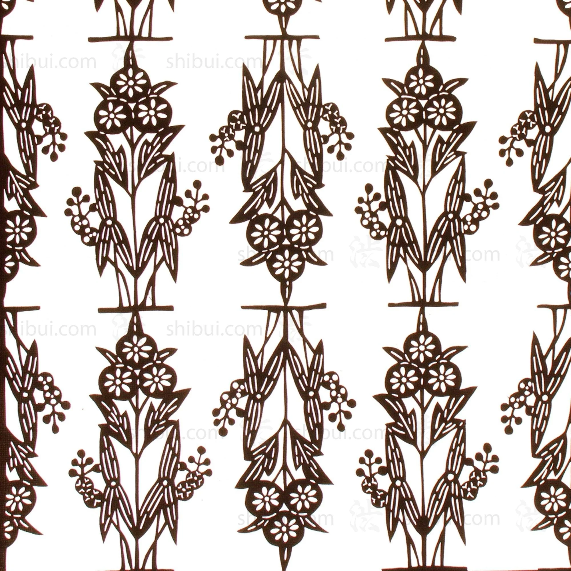 Plant Motif Katagami | Japanese Lacquered Paper Stencil - Image 2
