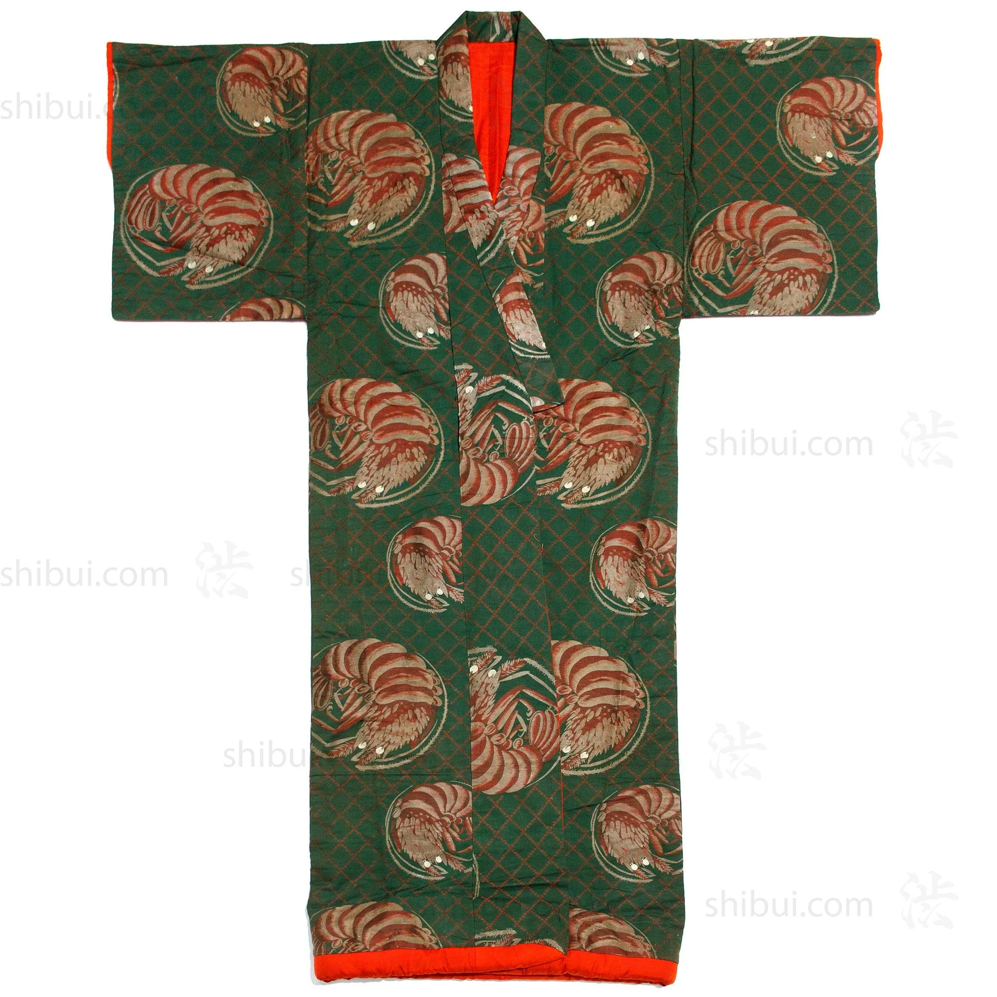 Lobster Uchikake | Japanese Antique Quilted Kimono - Image 2