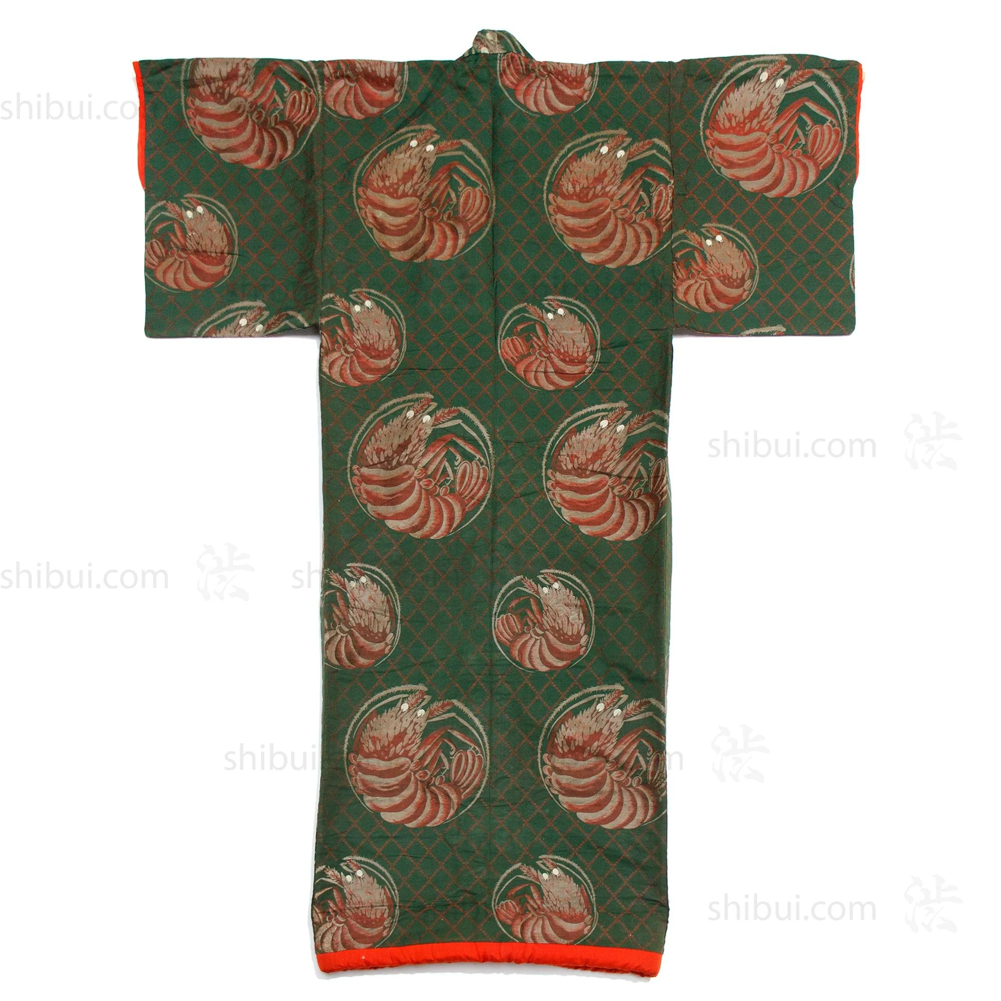 Lobster Uchikake | Japanese Antique Quilted Kimono - Image 3
