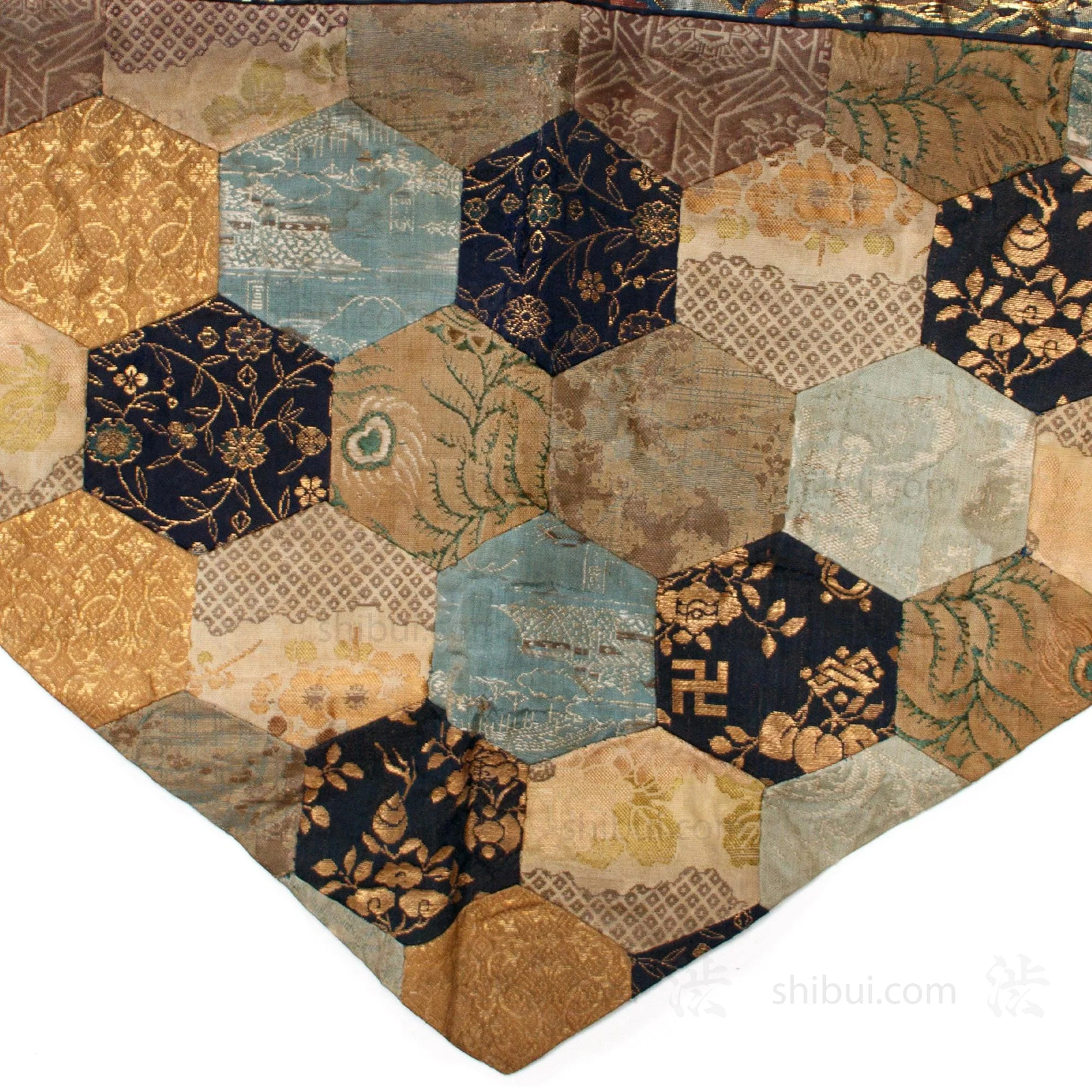 Rare Japanese Antique Patchwork Silk Temple Cloth - Image 3