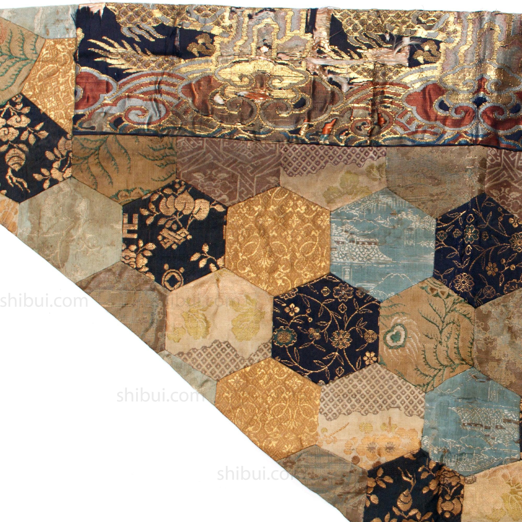 Rare Japanese Antique Patchwork Silk Temple Cloth - Image 6