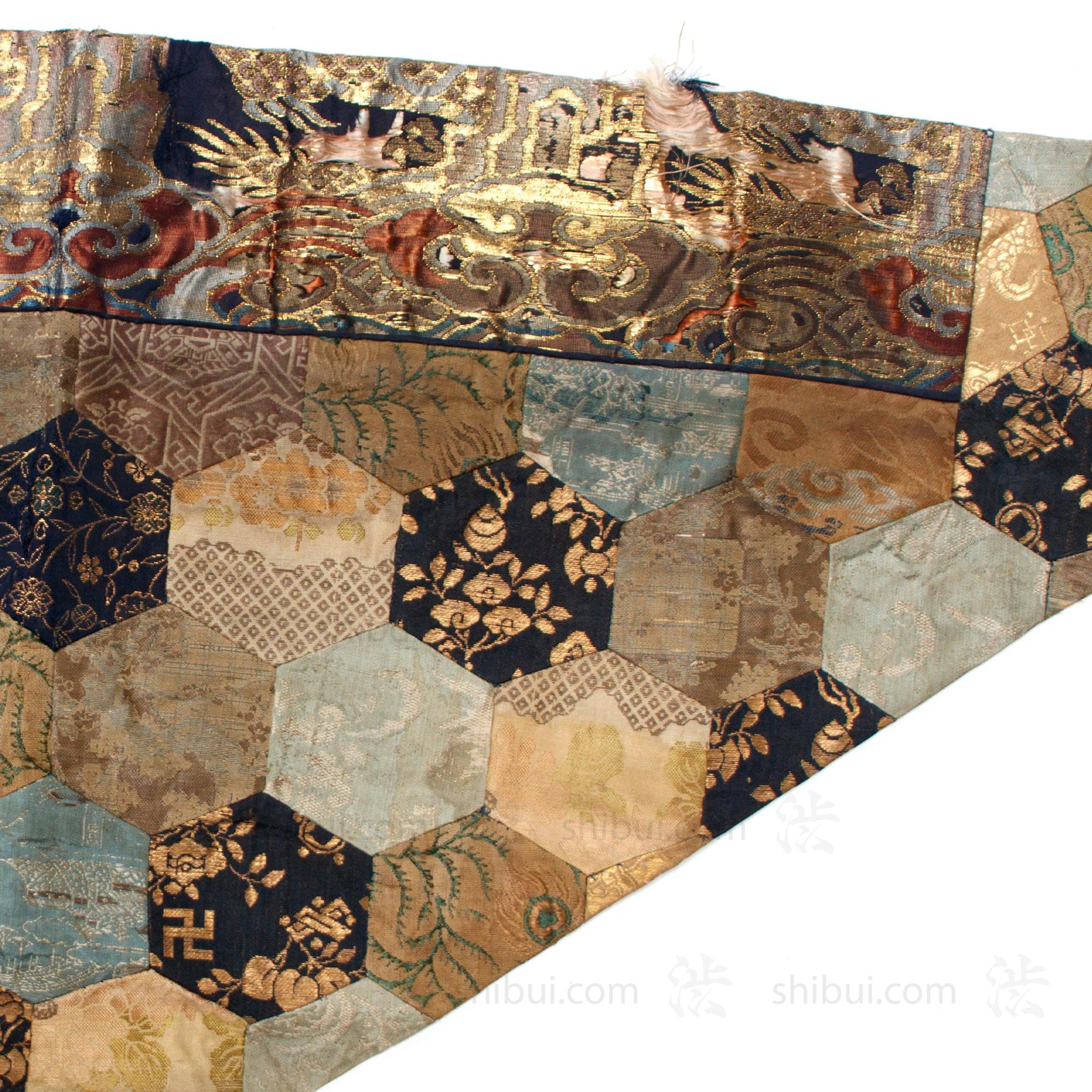 Rare Japanese Antique Patchwork Silk Temple Cloth - Image 7