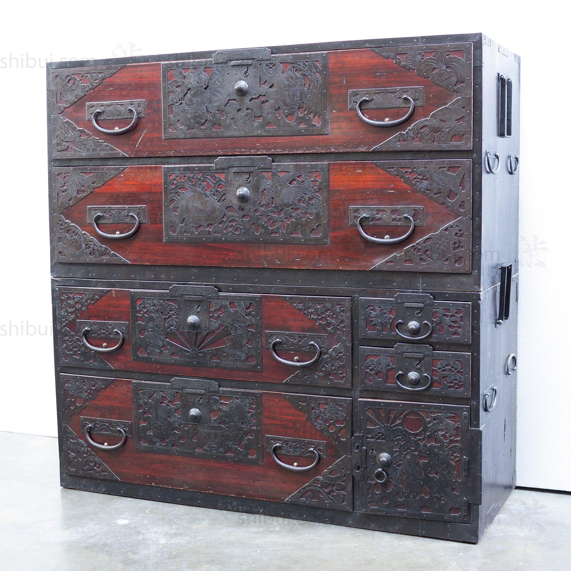 Rare Two Section Clothing Chest from Yahata,  Sado Island Japanese Antique Furniture - Image 3