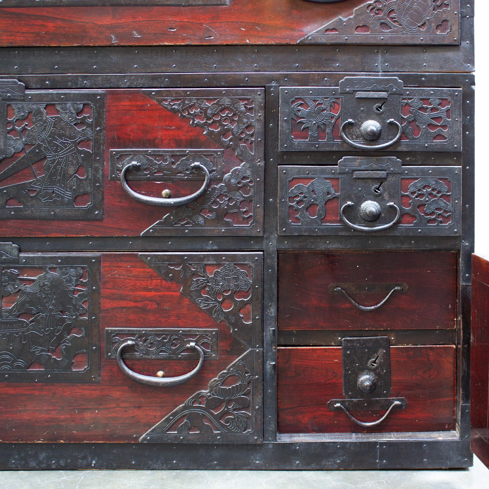 Rare Two Section Clothing Chest from Yahata,  Sado Island Japanese Antique Furniture - Image 5