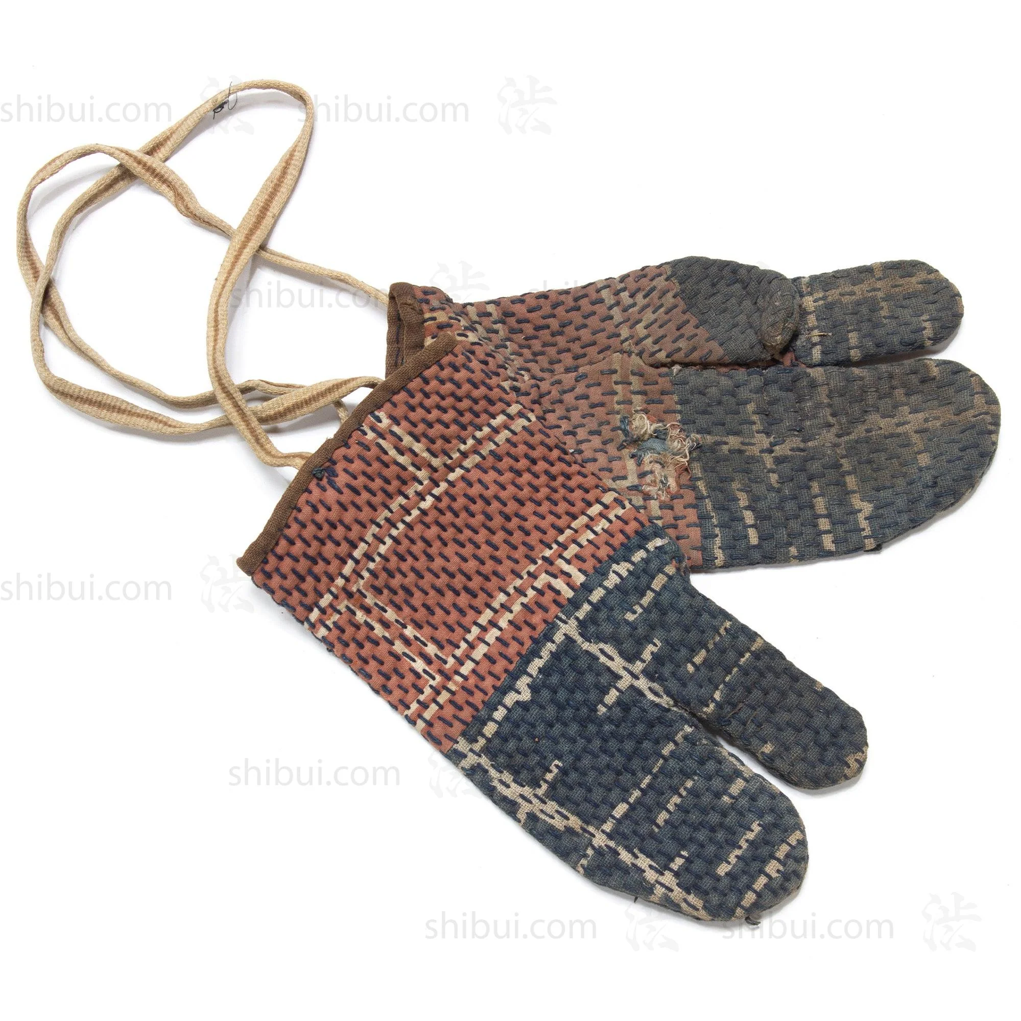 Sashiko Quilted Japanese 19th Century Fireman's Gloves - Image 2