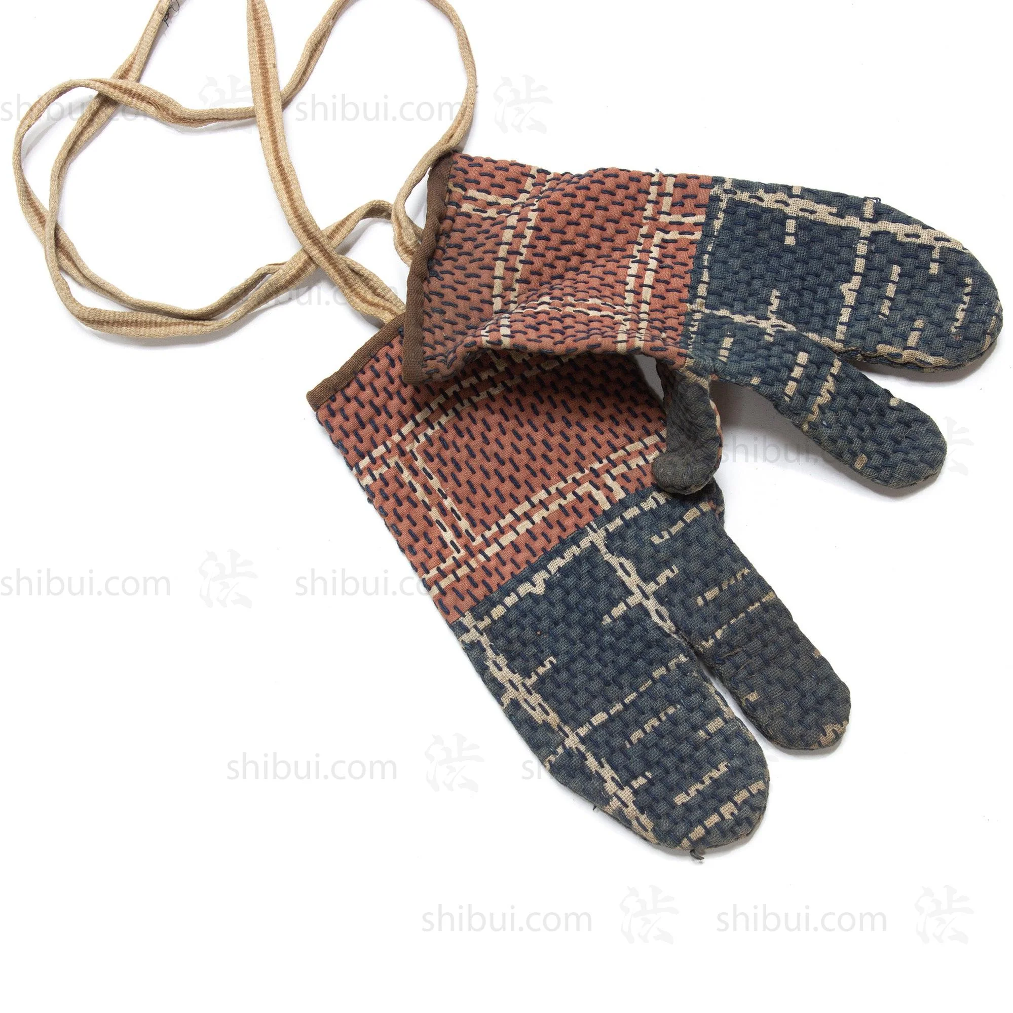 Sashiko Quilted Japanese 19th Century Fireman's Gloves - Image 3