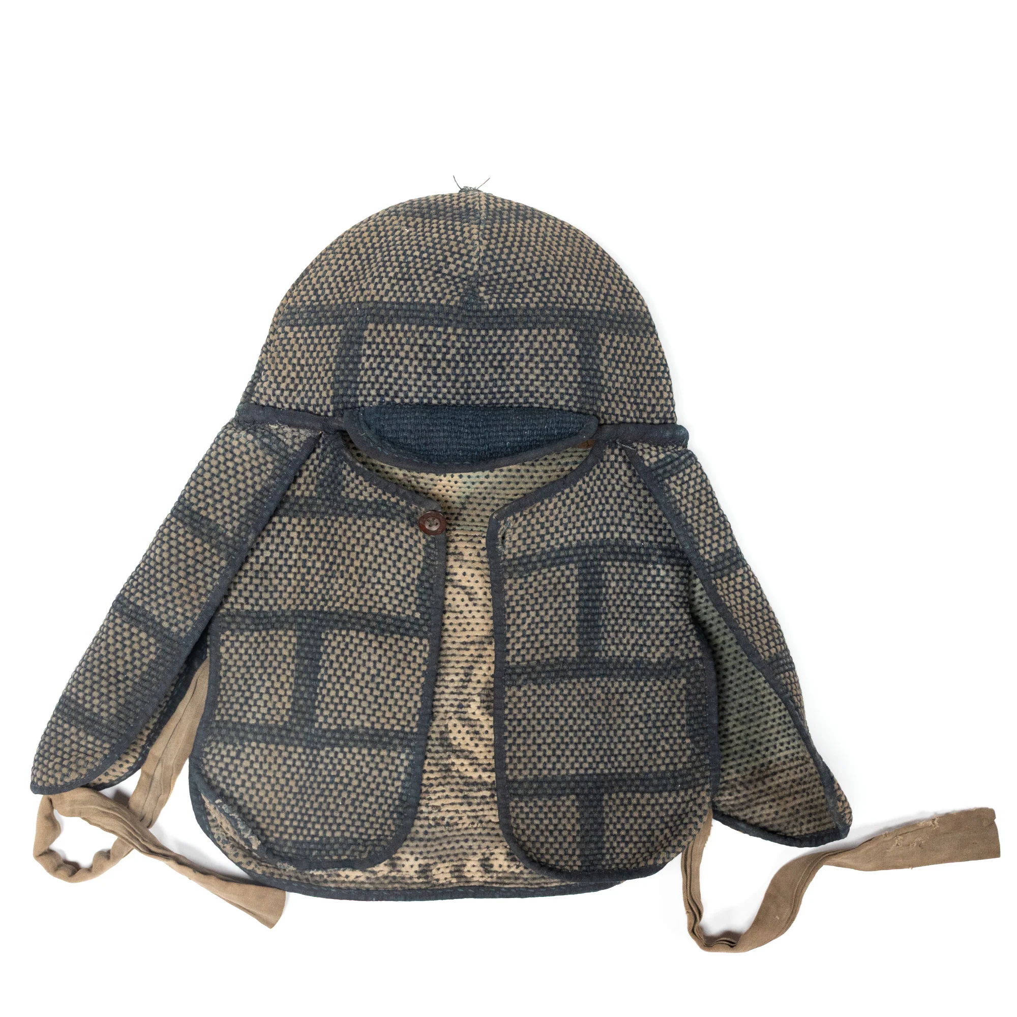 Sashiko Fireman's Hat with Tsutsugaki Tiger Interior - Image 3