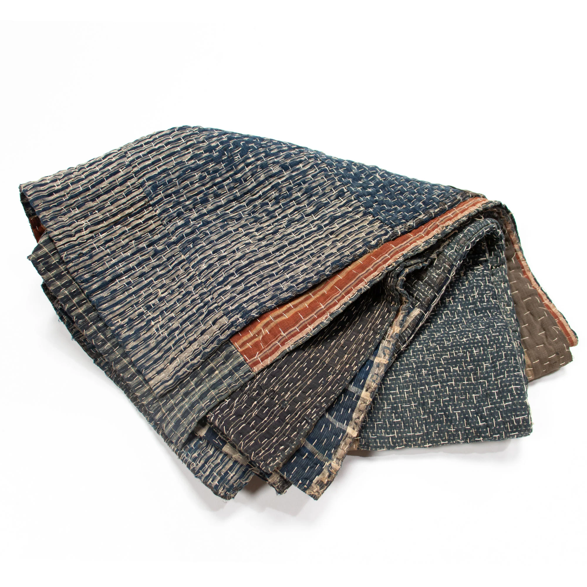 Sashiko Quilted Shima Japanese Indigo Cotton Blanket - Image 10