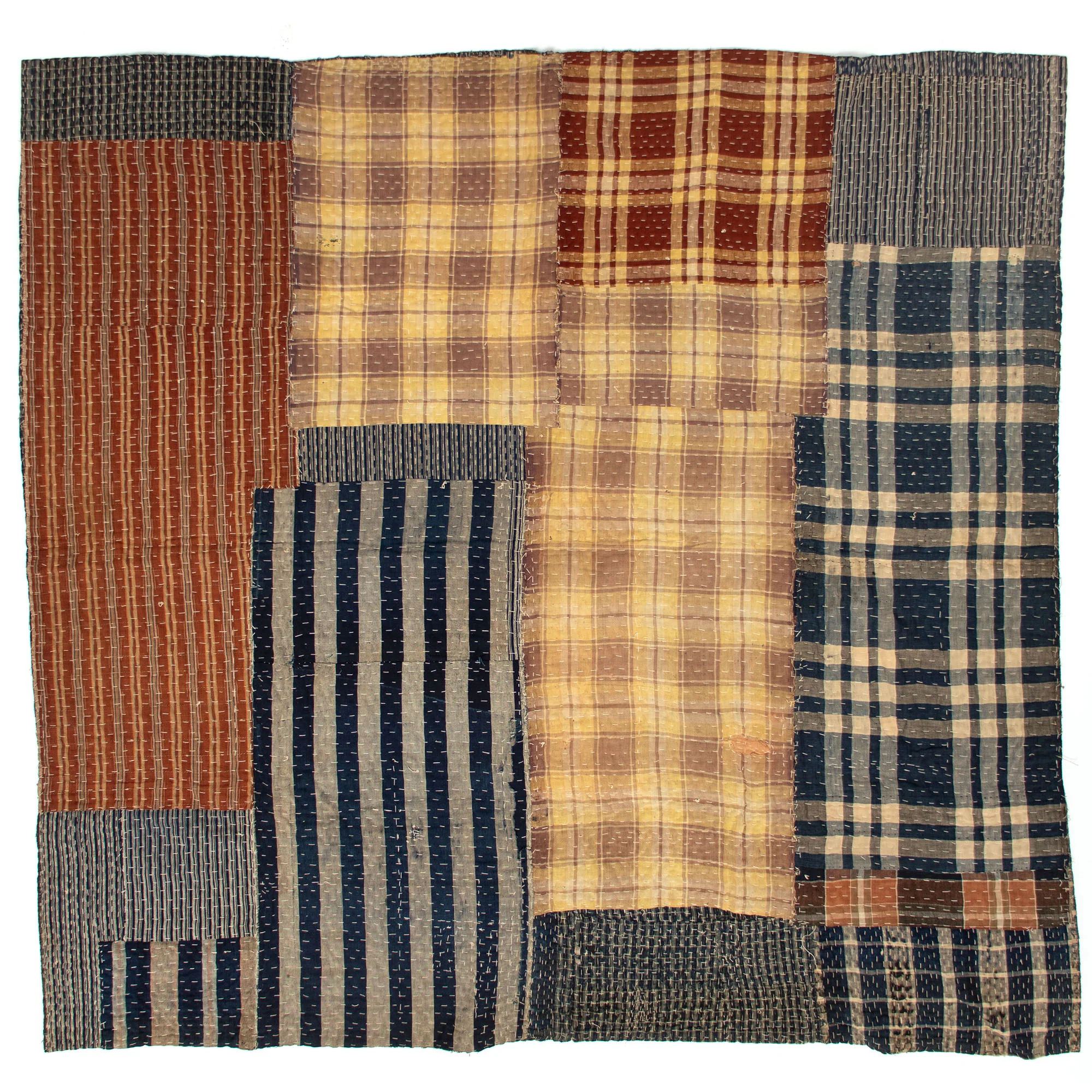 Sashiko Quilted Shima Japanese Indigo Cotton Blanket - Image 2