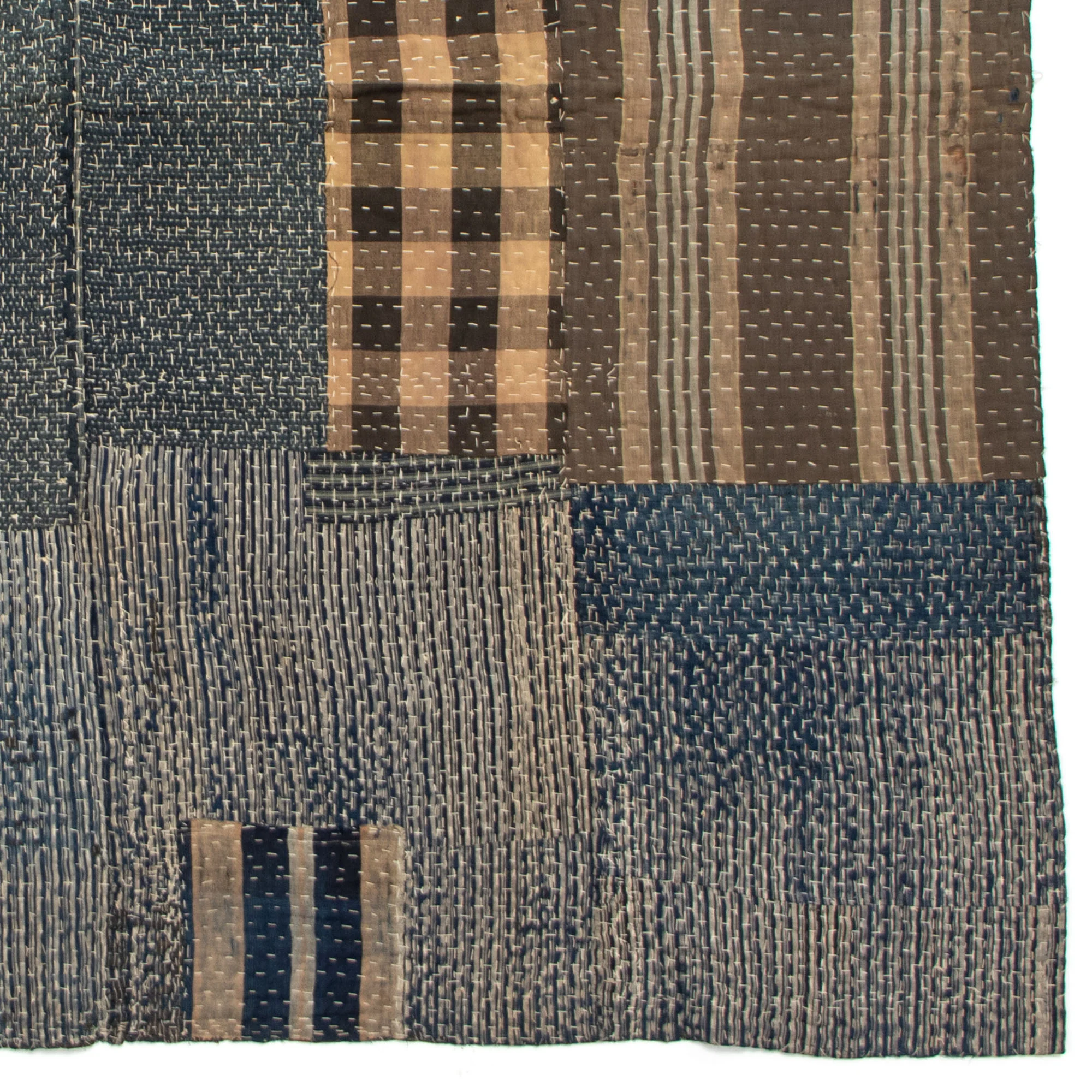 Sashiko Quilted Shima Japanese Indigo Cotton Blanket - Image 4