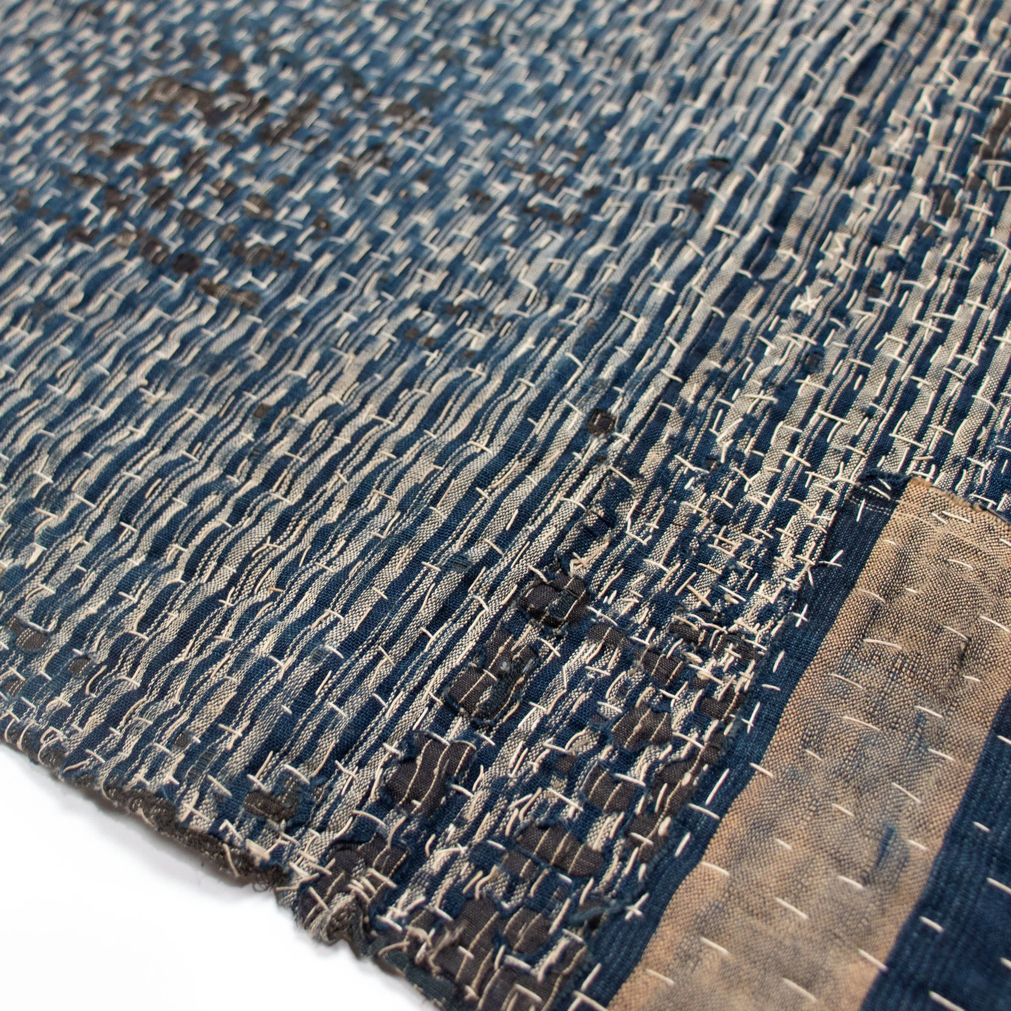 Sashiko Quilted Shima Japanese Indigo Cotton Blanket - Image 9