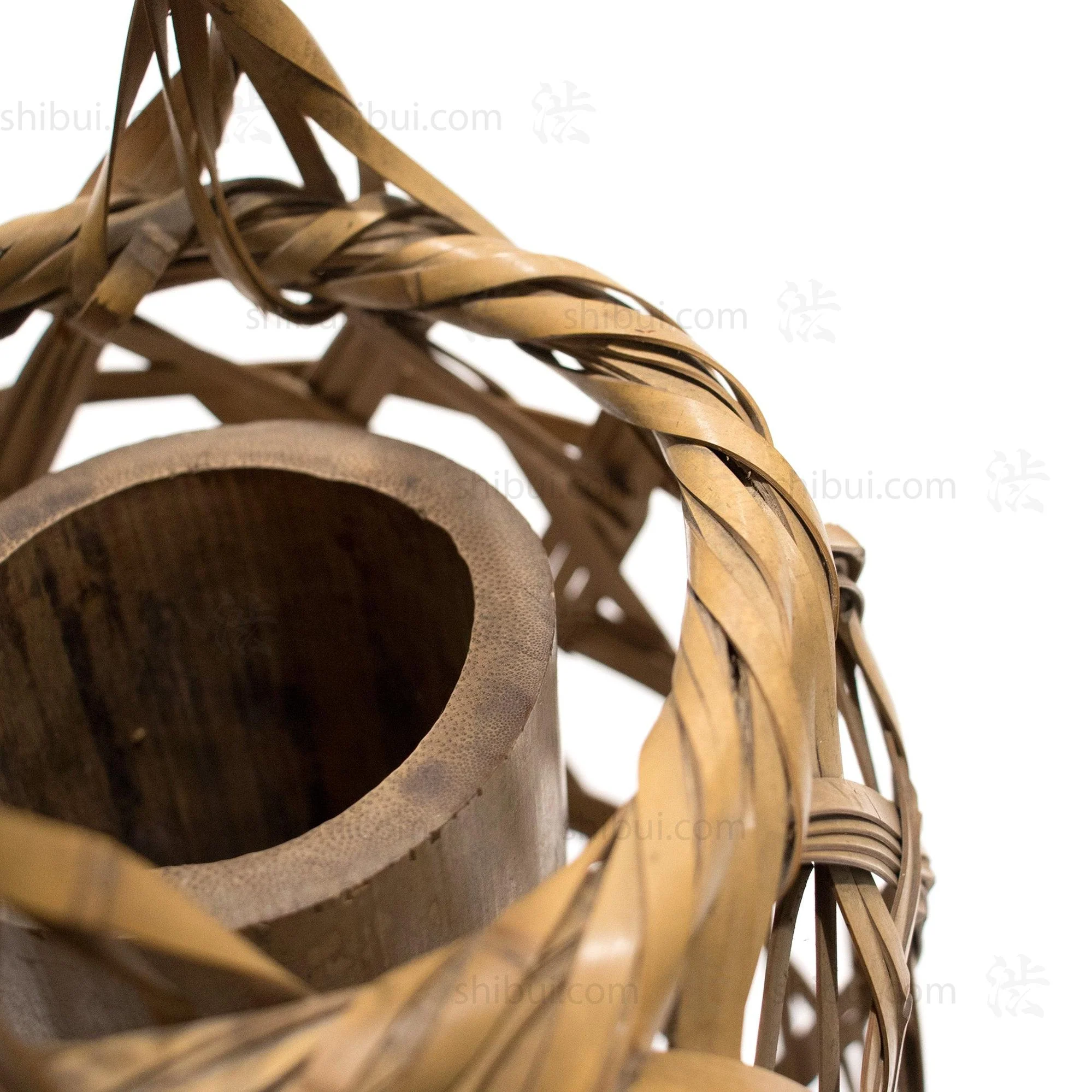Signed Japanese Ikebana Flower Bamoo Basket - Image 2