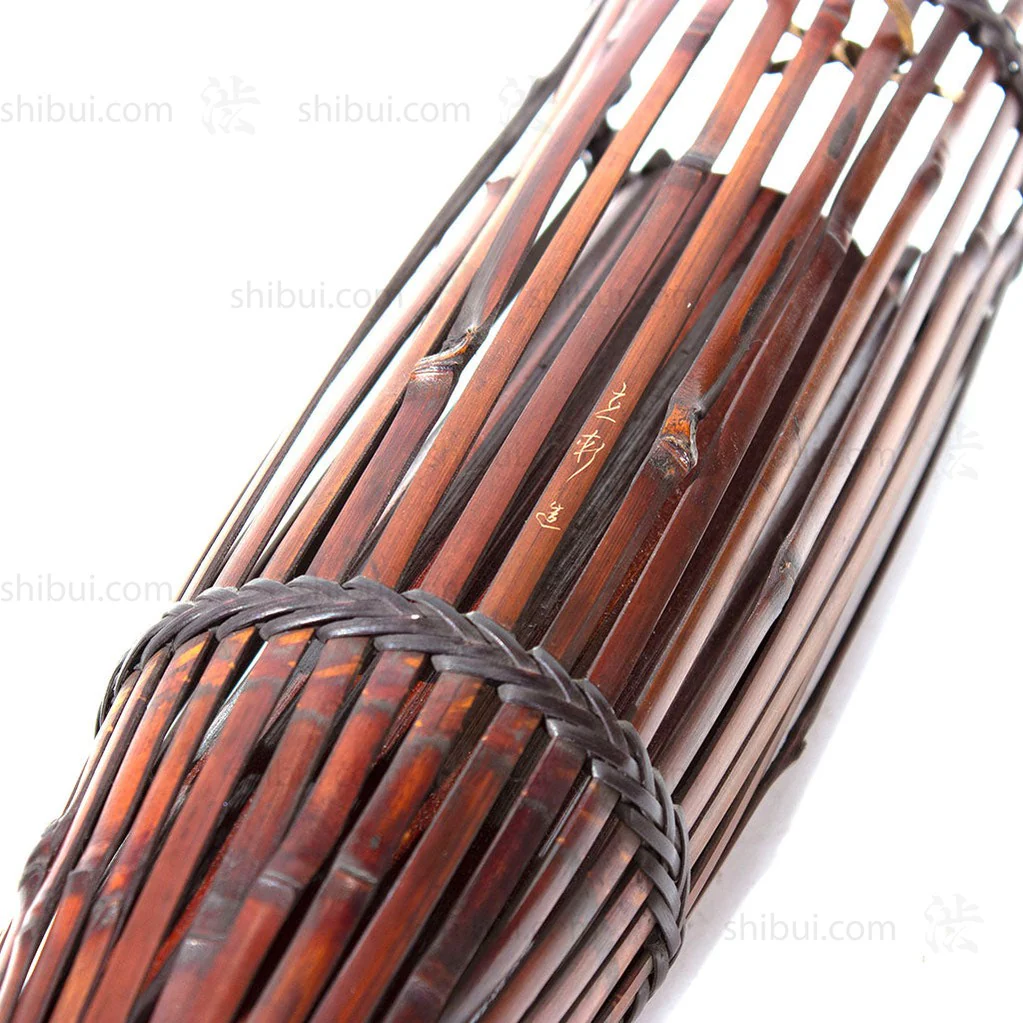 Signed Wall Hanging Japanese Bamboo Ikebana Flower Basket with Box - Image 5