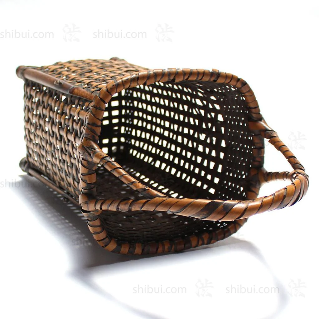 Square Vase Form Hanakago Japanese Bamboo Ikebana Flower Basket - Image 2