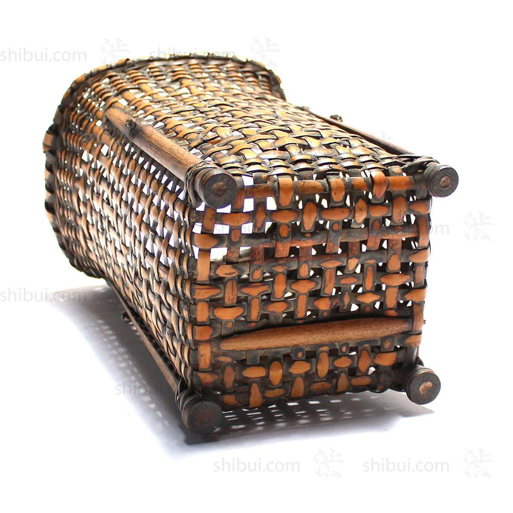 Square Vase Form Hanakago Japanese Bamboo Ikebana Flower Basket - Image 3