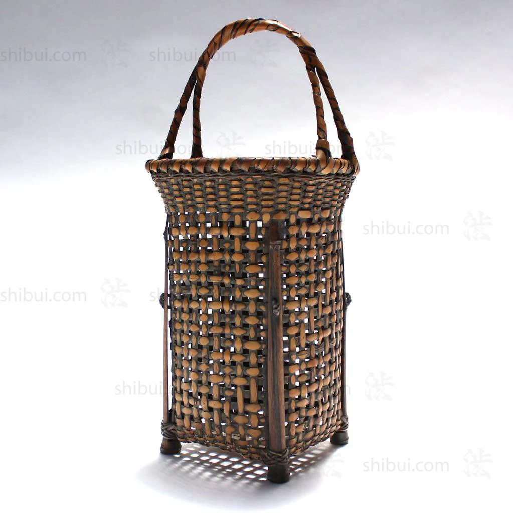 Square Vase Form Hanakago Japanese Bamboo Ikebana Flower Basket - Image 6
