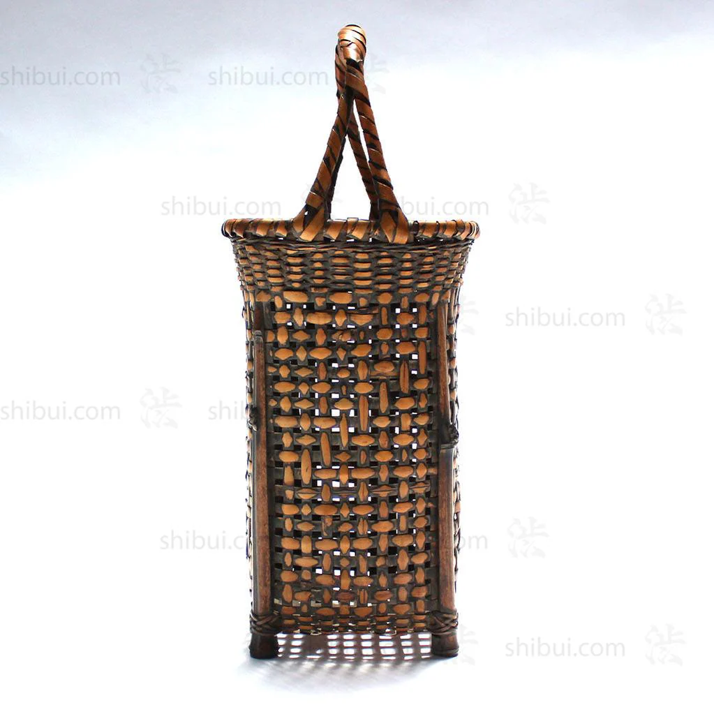 Square Vase Form Hanakago Japanese Bamboo Ikebana Flower Basket - Image 7