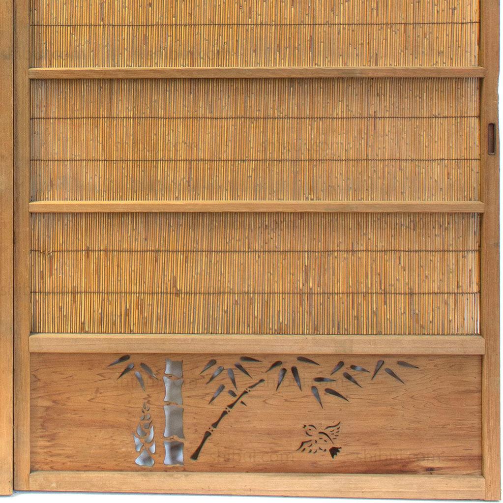 Pair of Sugi Yoshido Doors | Japanese Cedar and Bamboo Wooden Doors for Summer - Image 12