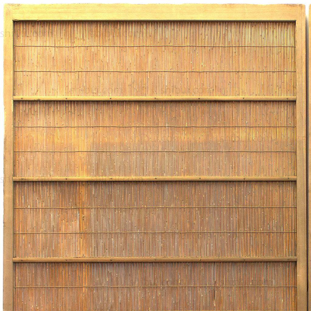 Pair of Sugi Yoshido Doors | Japanese Cedar and Bamboo Wooden Doors for Summer - Image 3