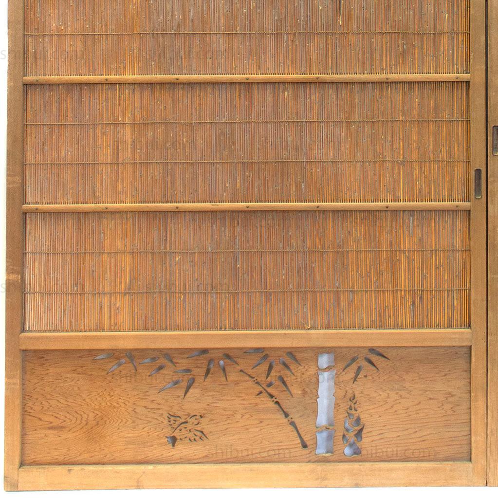 Pair of Sugi Yoshido Doors | Japanese Cedar and Bamboo Wooden Doors for Summer - Image 4