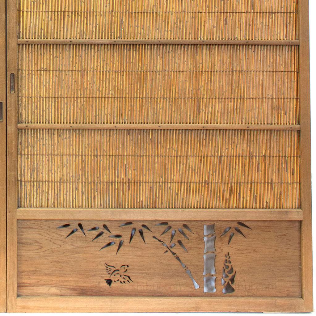 Pair of Sugi Yoshido Doors | Japanese Cedar and Bamboo Wooden Doors for Summer - Image 6