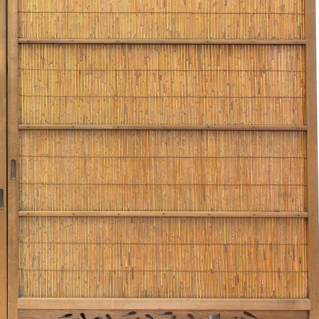 Pair of Sugi Yoshido Doors | Japanese Cedar and Bamboo Wooden Doors for Summer - Image 8
