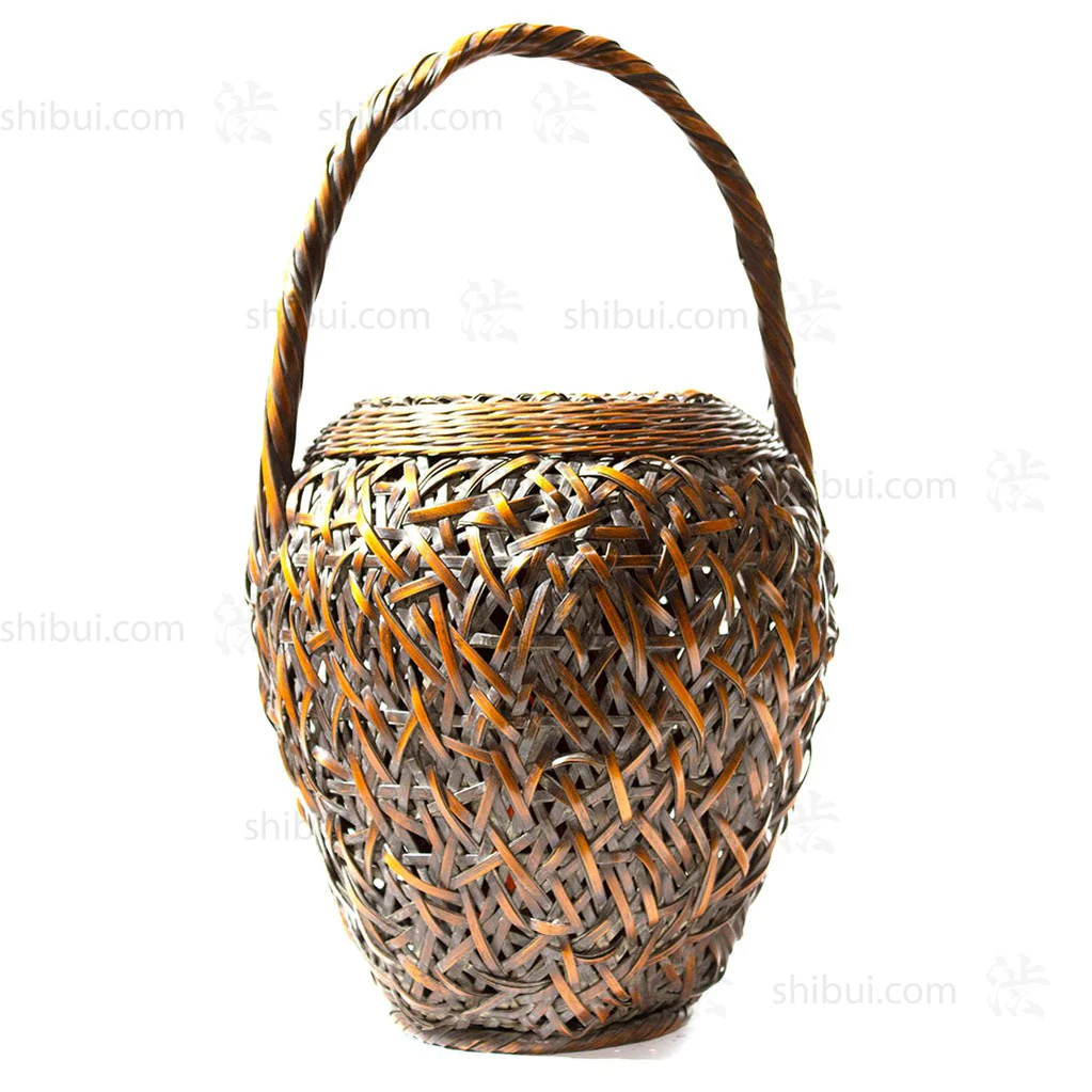 Taisho Era Smoked Japanese Antique Bamboo Ikebana Flower Basket