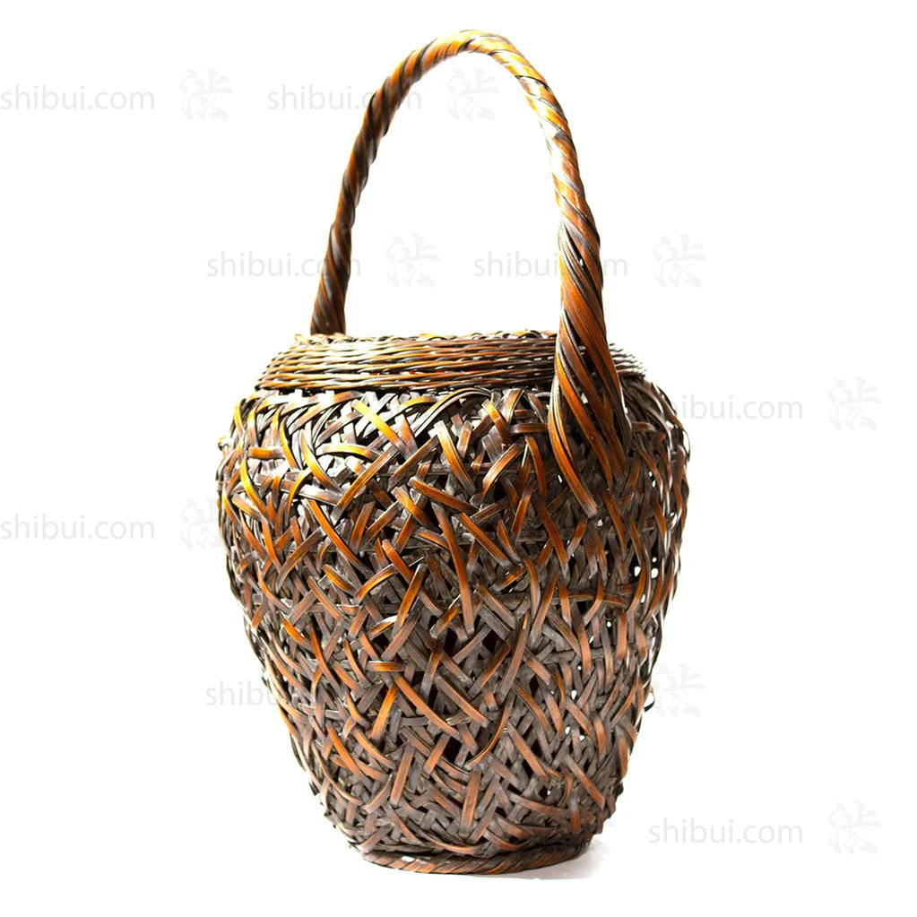 Taisho Era Smoked Japanese Antique Bamboo Ikebana Flower Basket - Image 2