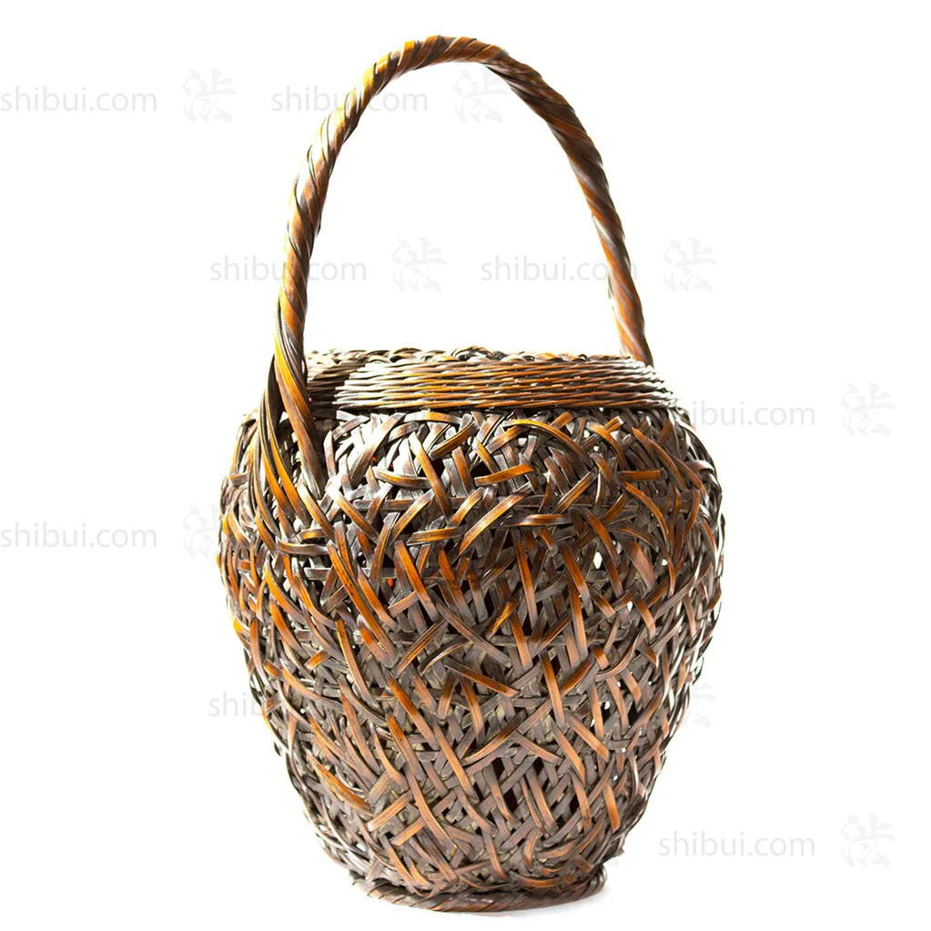Taisho Era Smoked Japanese Antique Bamboo Ikebana Flower Basket - Image 3
