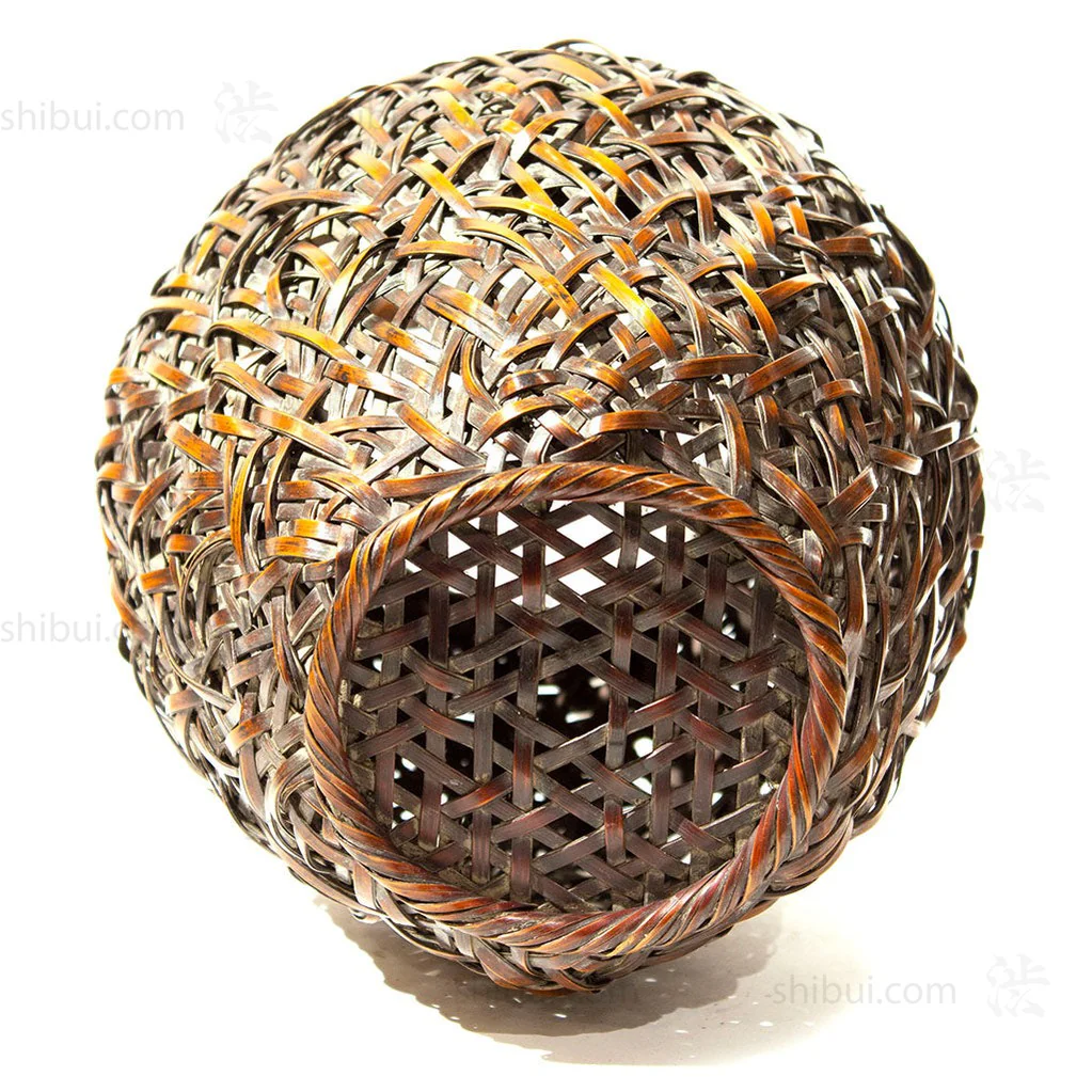 Taisho Era Smoked Japanese Antique Bamboo Ikebana Flower Basket - Image 5