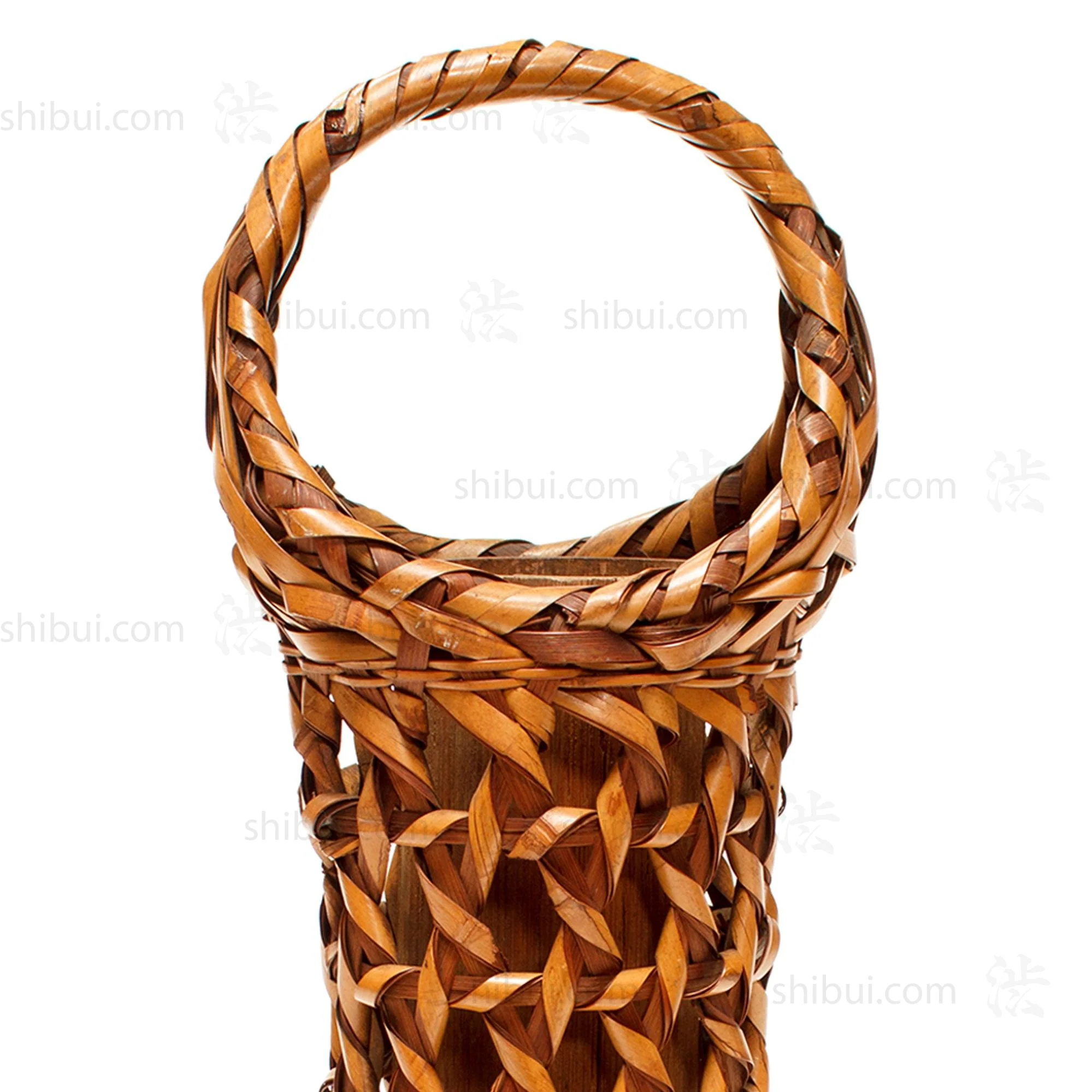 Tall Hanakago Japanese Twisted Weave Bamboo Ikebana Flower Basket - Image 2