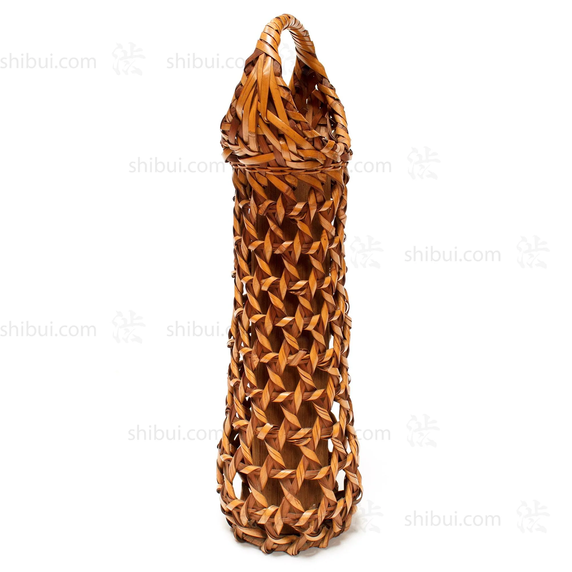 Tall Hanakago Japanese Twisted Weave Bamboo Ikebana Flower Basket - Image 4