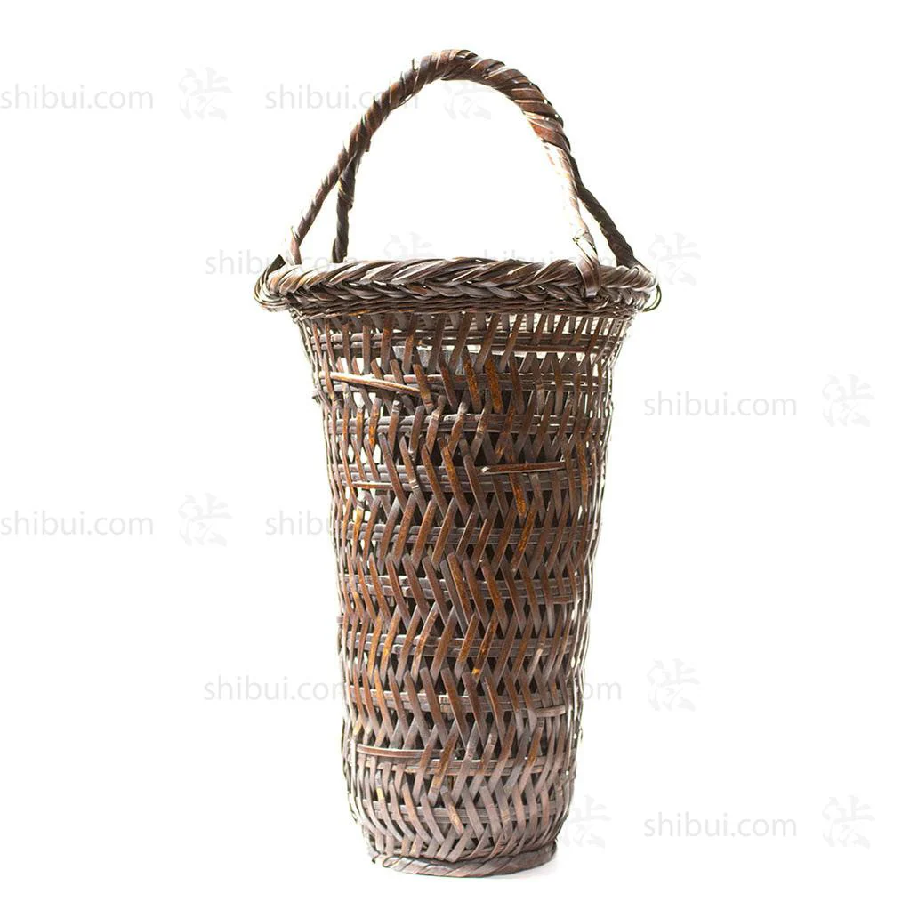Tall Japanese Antique Bamboo Ikebana Flower Basket