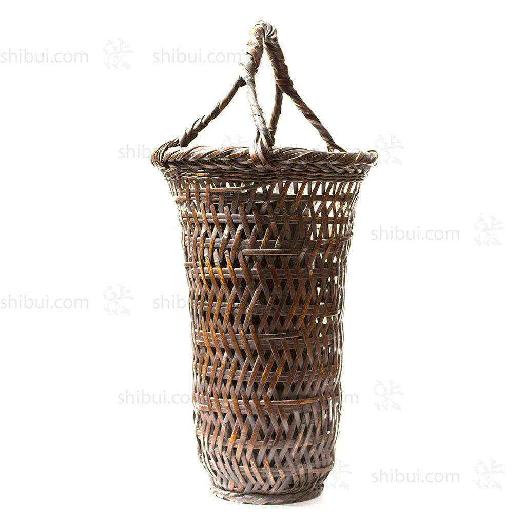 Tall Japanese Antique Bamboo Ikebana Flower Basket - Image 2