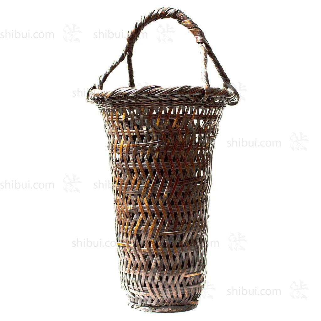 Tall Japanese Antique Bamboo Ikebana Flower Basket - Image 3