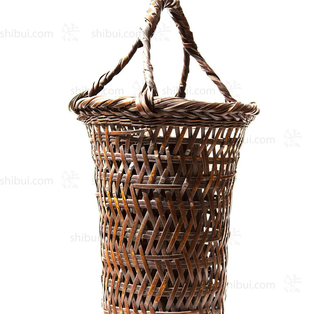 Tall Japanese Antique Bamboo Ikebana Flower Basket - Image 4