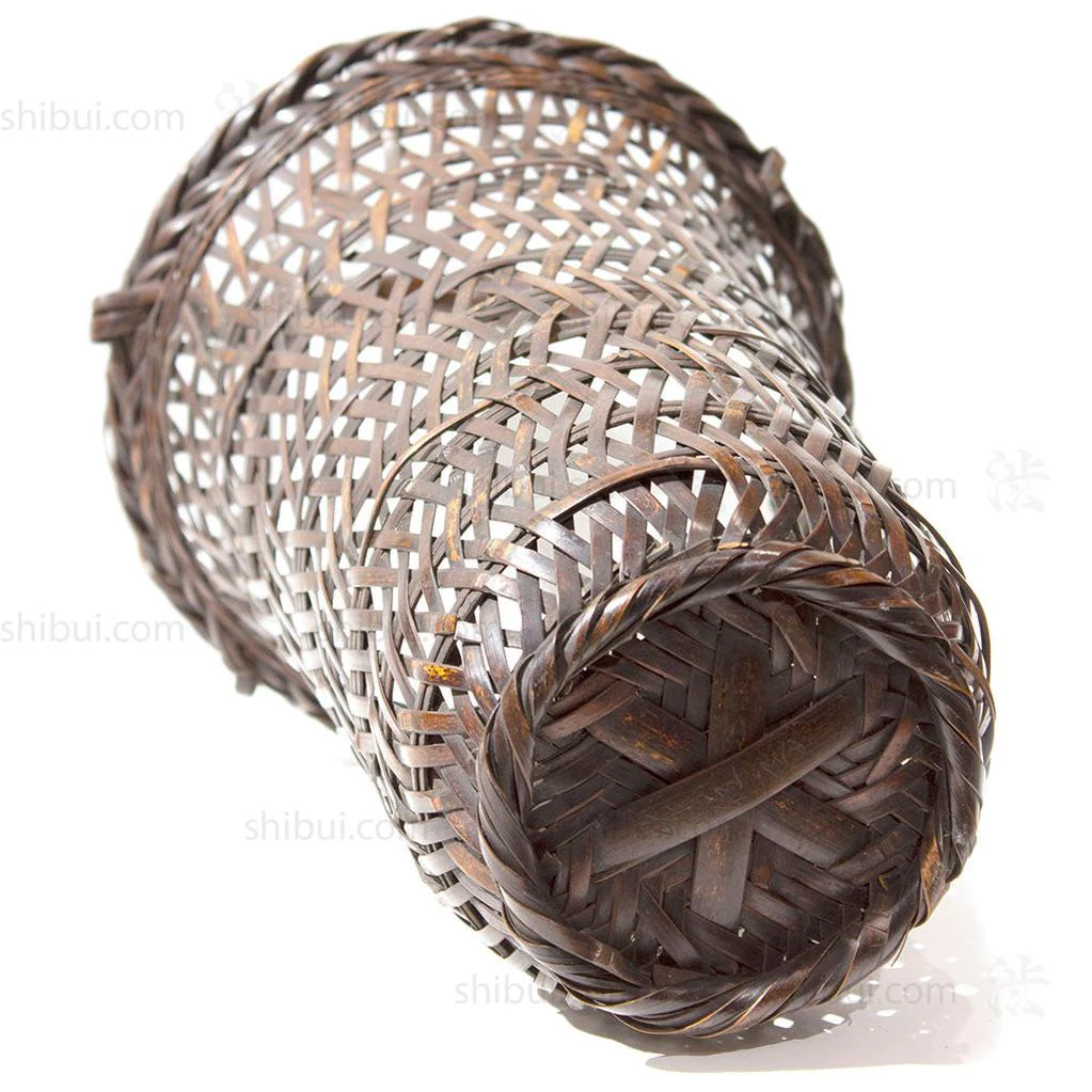 Tall Japanese Antique Bamboo Ikebana Flower Basket - Image 5