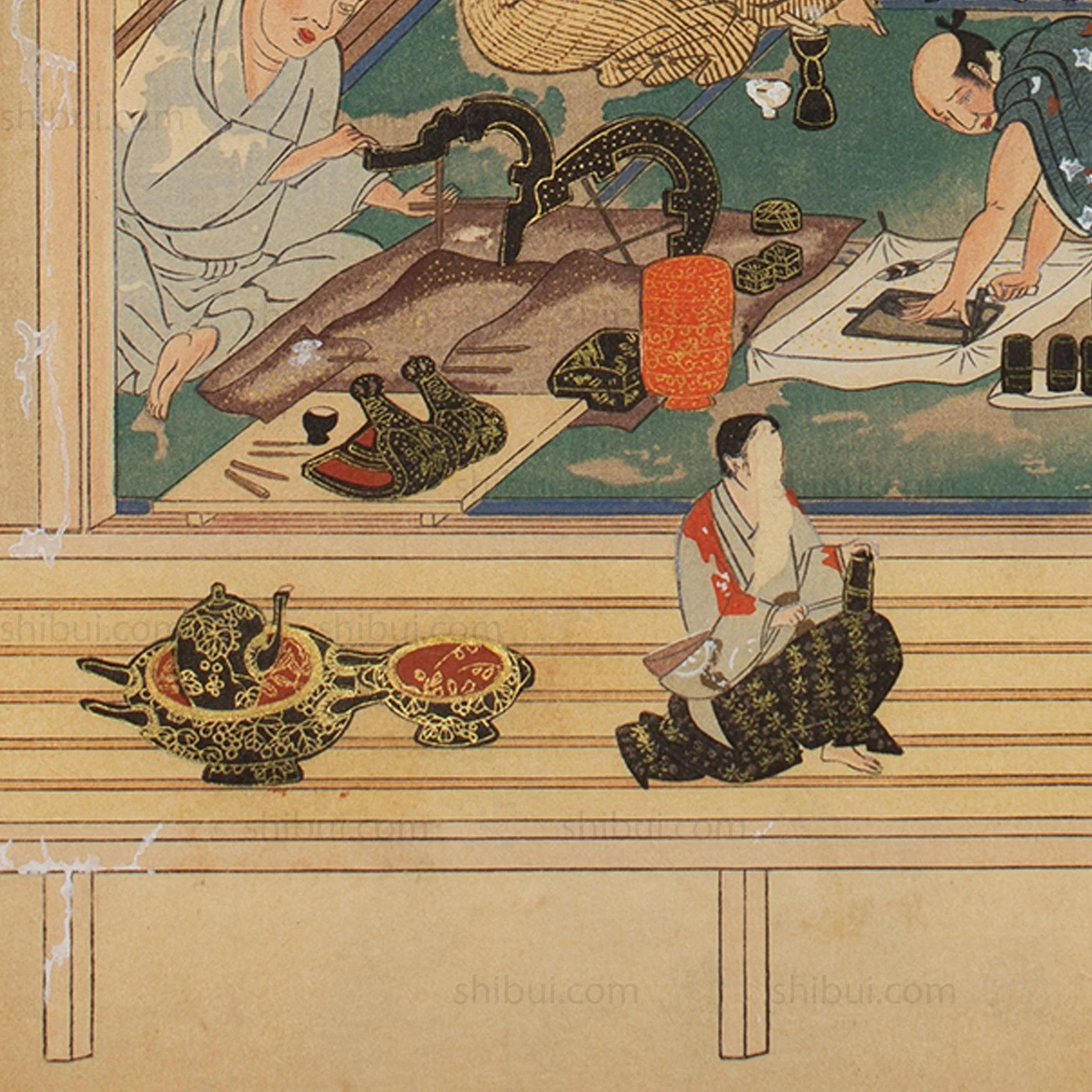 The Craftsmen's Life - Lacquerware Maker | Antique Japanese Wood Block Print - Image 3