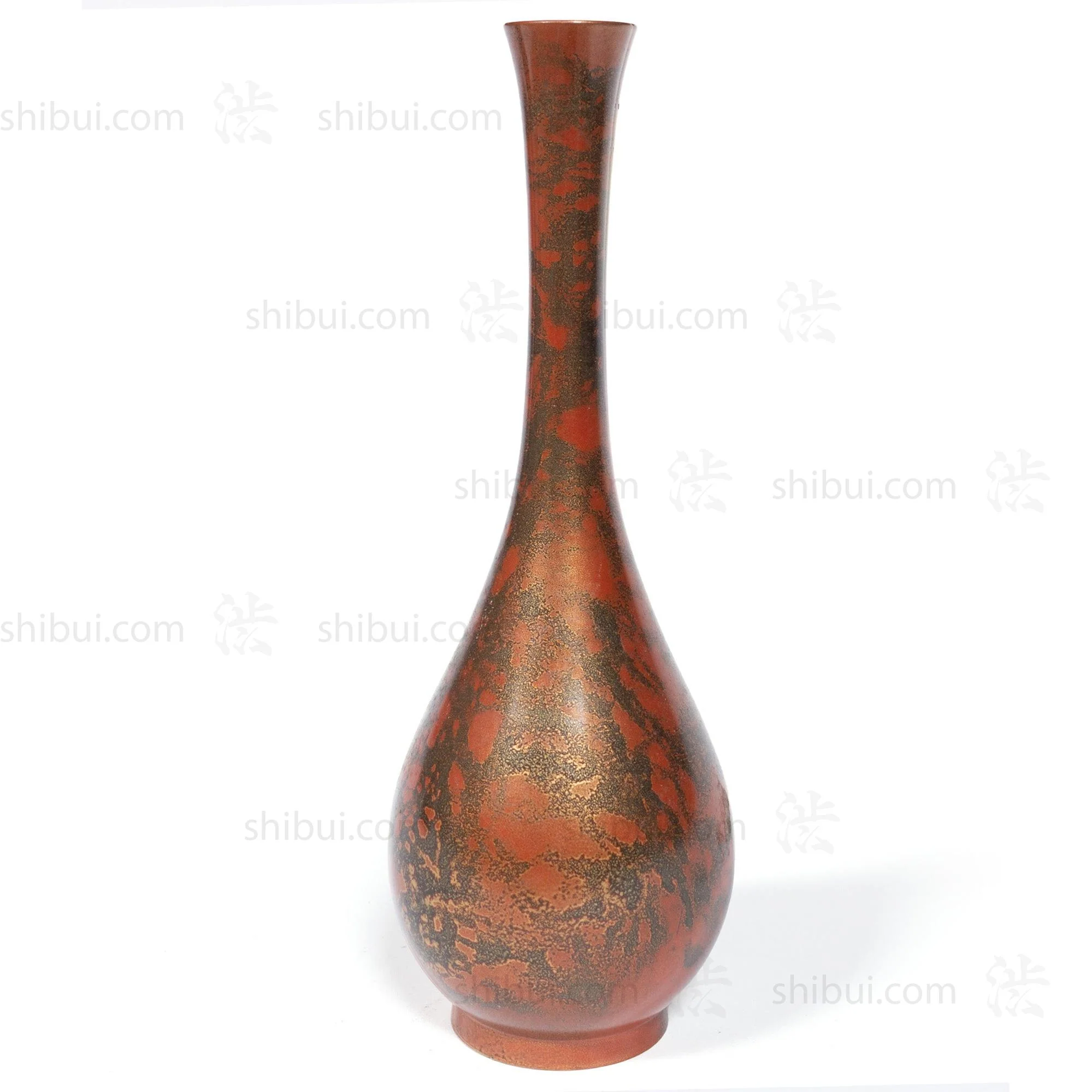 Thin Vintage Bronze Vase with Red Patina - Image 2
