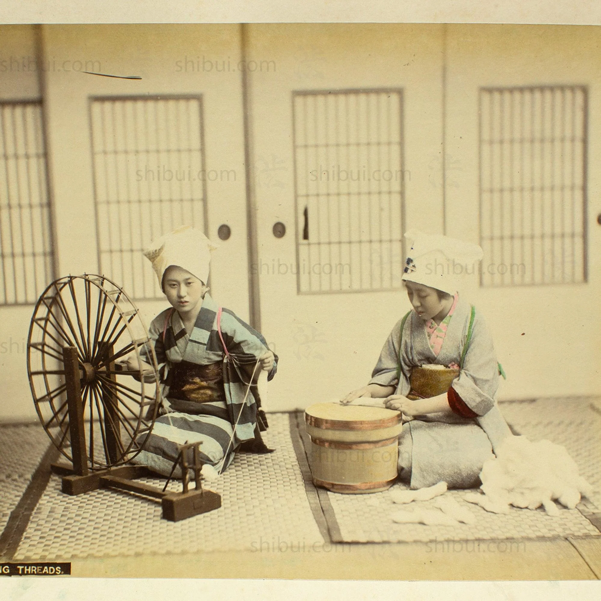 Thread Makers | Japanese Antique Hand Tinted Albumen Photo - Image 2