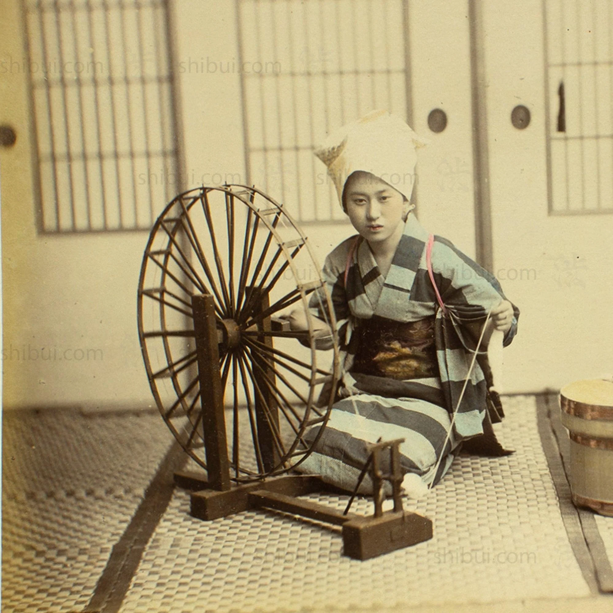 Thread Makers | Japanese Antique Hand Tinted Albumen Photo - Image 3