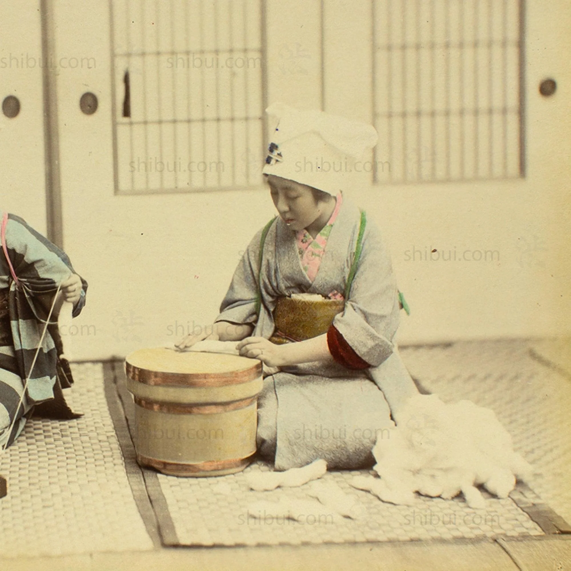 Thread Makers | Japanese Antique Hand Tinted Albumen Photo - Image 4