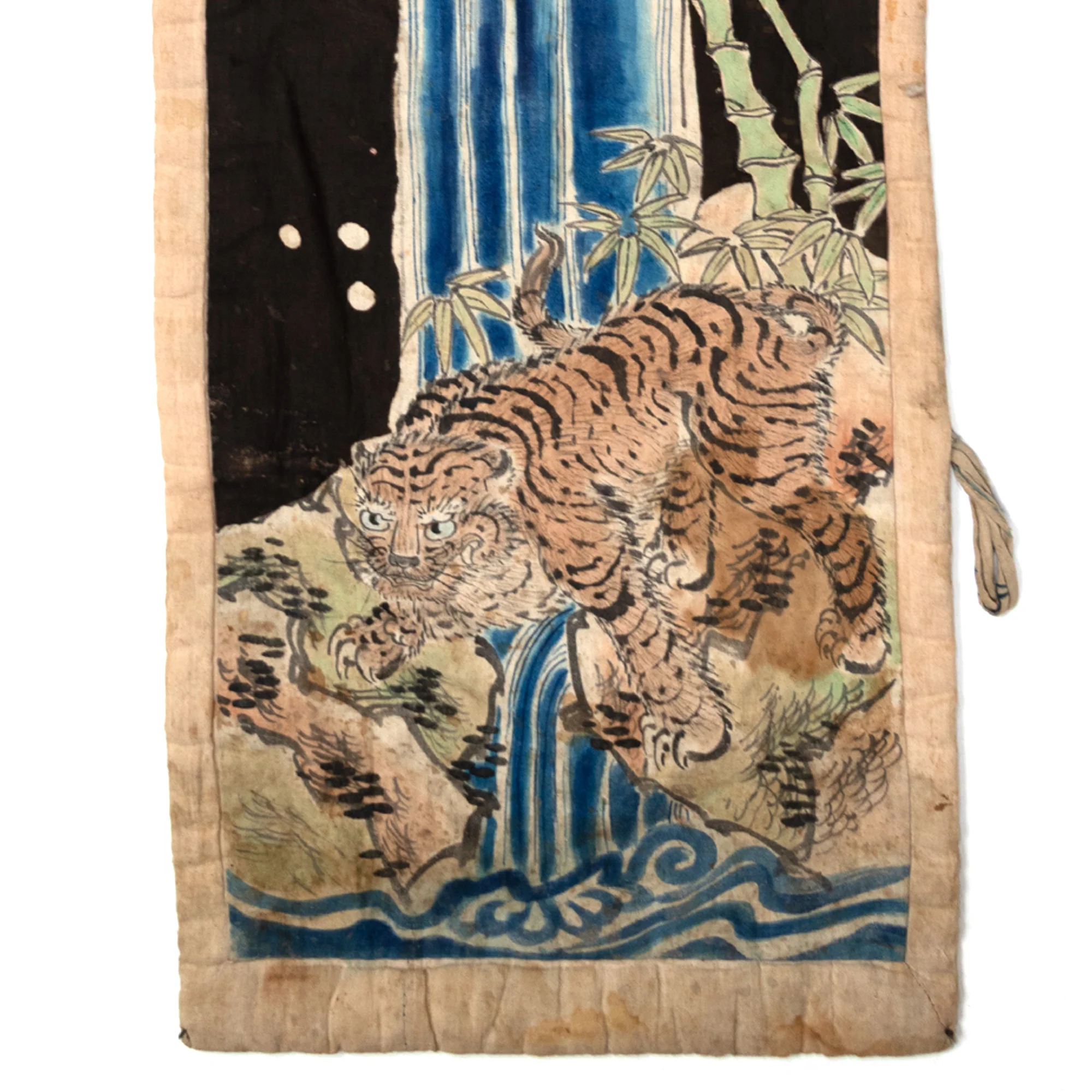 Tiger and Waterfall Umagake - Horse Banner - Japanese Indigo Tsutsugaki - Image 9