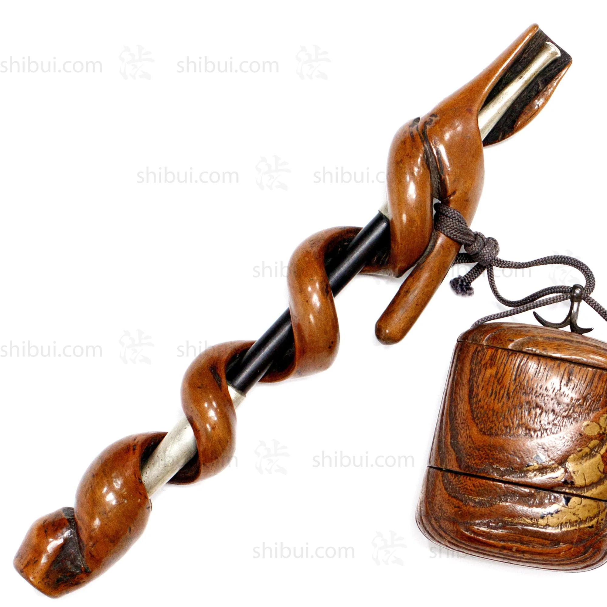 Antique Japanese Tonkotsu Pouch and Kiseru Pipe - Image 4