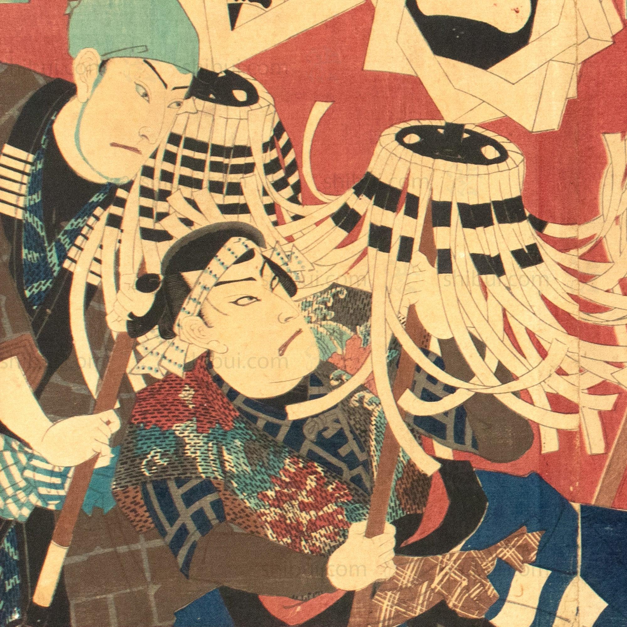 Triptych of Fireman from a Kabuki Play - Image 2