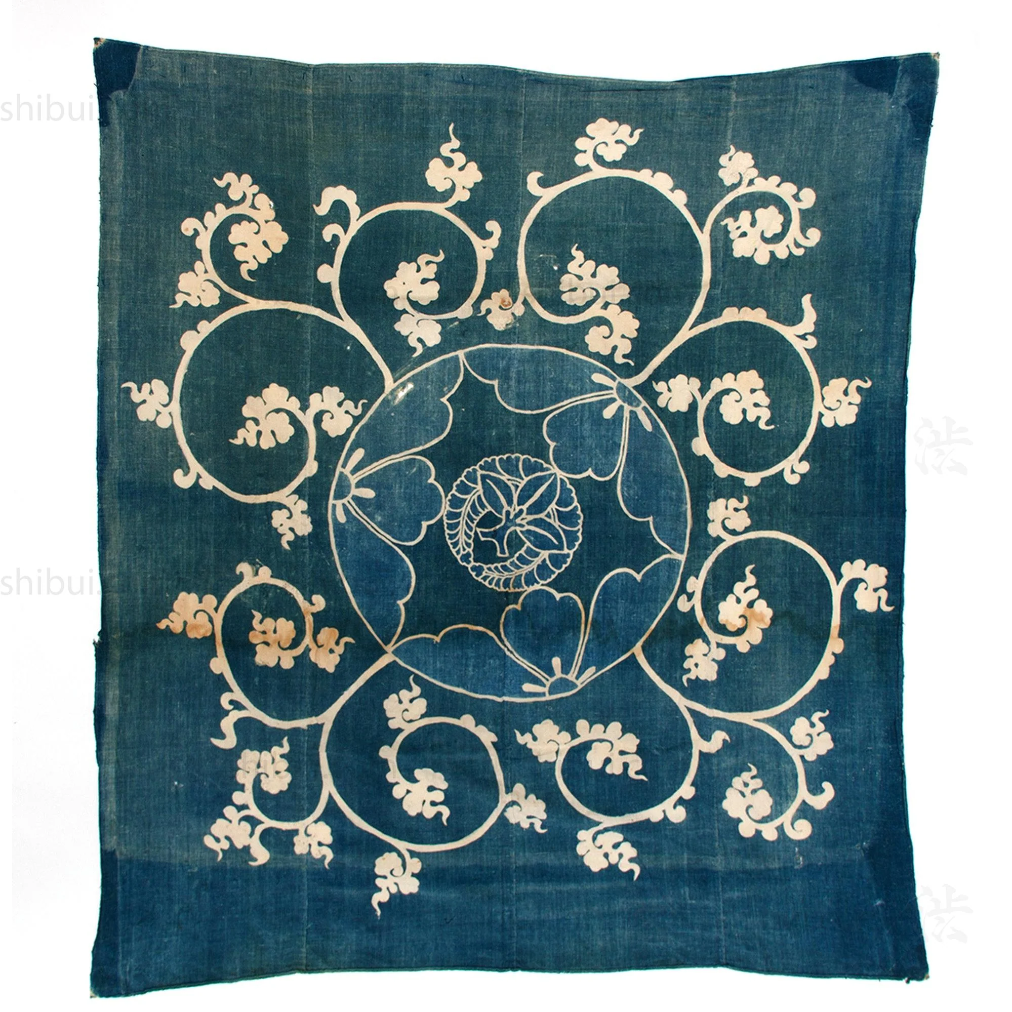 Antique Japanese Indigo Dyed Cotton Tsutsugaki Furoshiki - Image 4